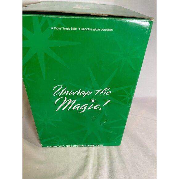 JC Penny Home Collection Snowman Reactive Glaze Porcelain Wind-Up Music Box W Bo - Picture 2 of 15